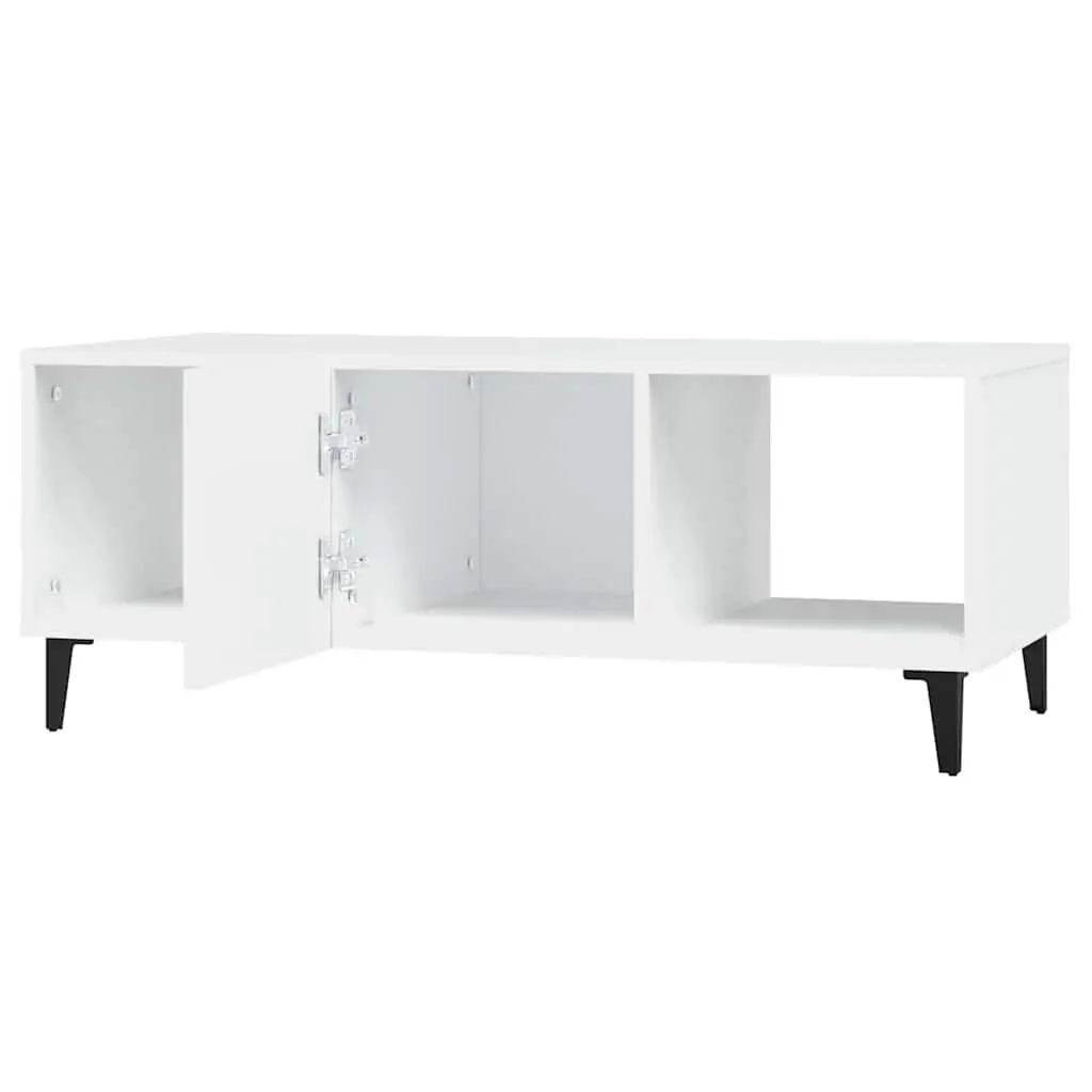 White Coffee Table with Storage Compartments