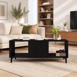 Stylish Black Coffee Table with Storage 102x50x40 cm