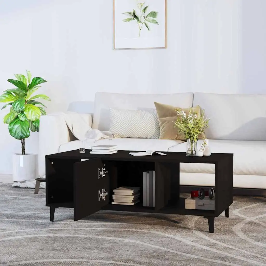 Black Coffee Table with Storage 102x50x40 cm