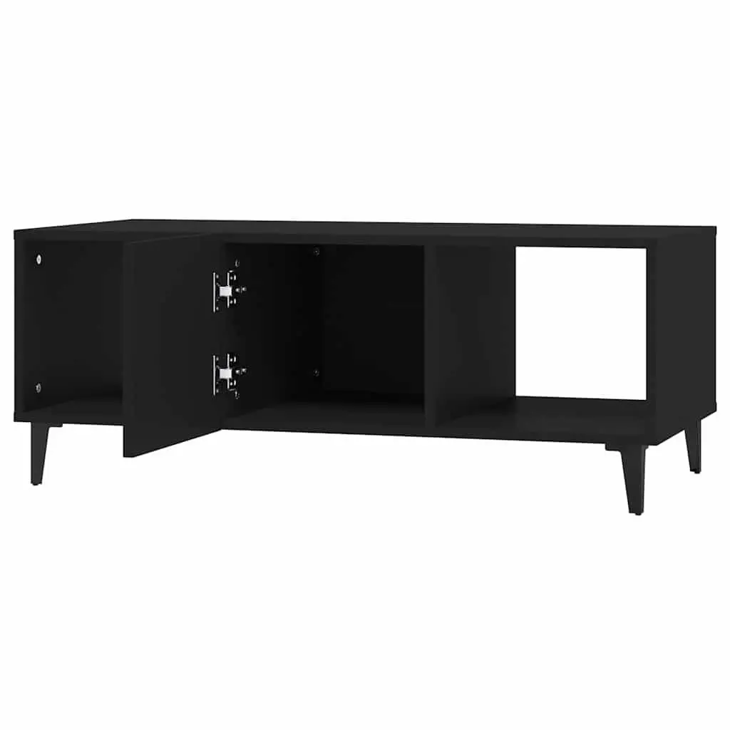 Black Coffee Table with Storage 102x50x40 cm