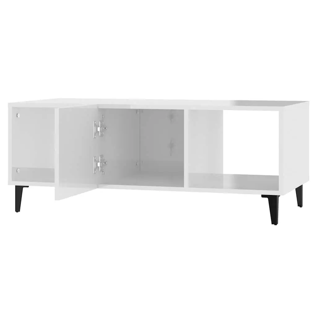 Coffee Table Engineered Wood 102 x 50 x 40 cm High Gloss White