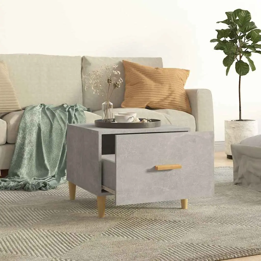 Coffee Tables Set of 2 Grey Side Tables with Drawers Storage Engineered Wood