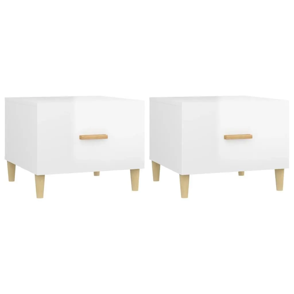 Coffee Tables 2 pcs High Gloss White 50x50x40 cm Engineered Wood Side Table