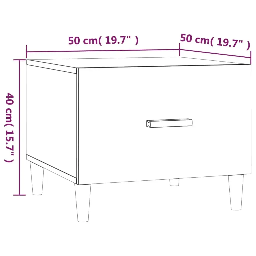 Coffee Tables 2 pcs High Gloss White 50x50x40 cm Engineered Wood Side Table