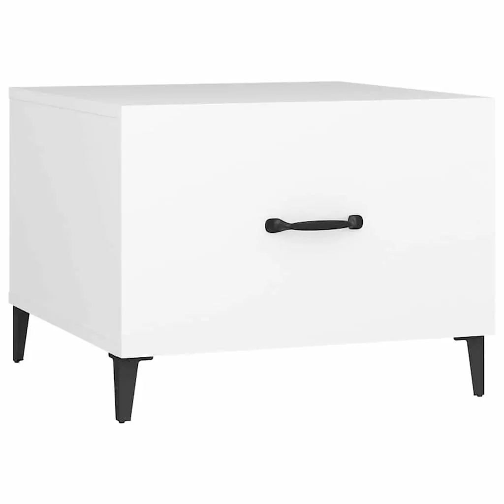 Coffee Table with Metal Legs 2 Pcs White 50x50x40 cm Side Accent Storage