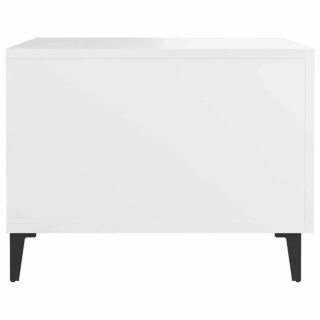 Coffee Table with Metal Legs 2 Pcs White 50x50x40 cm Side Accent Storage