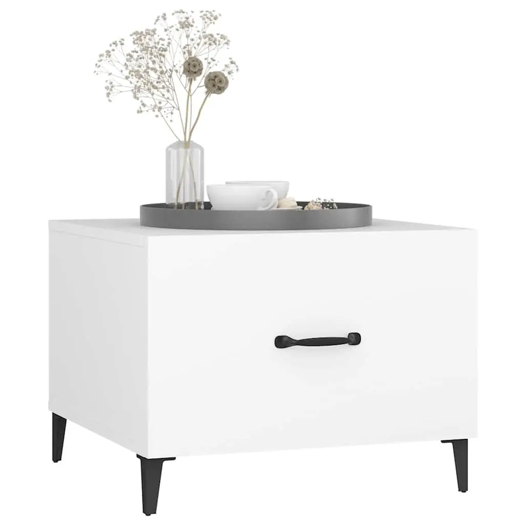 Coffee Table with Metal Legs 2 Pcs White 50x50x40 cm Side Accent Storage