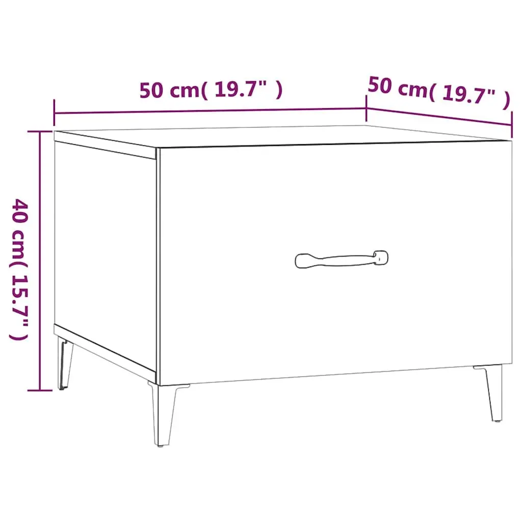 Coffee Table with Metal Legs 2 Pcs White 50x50x40 cm Side Accent Storage