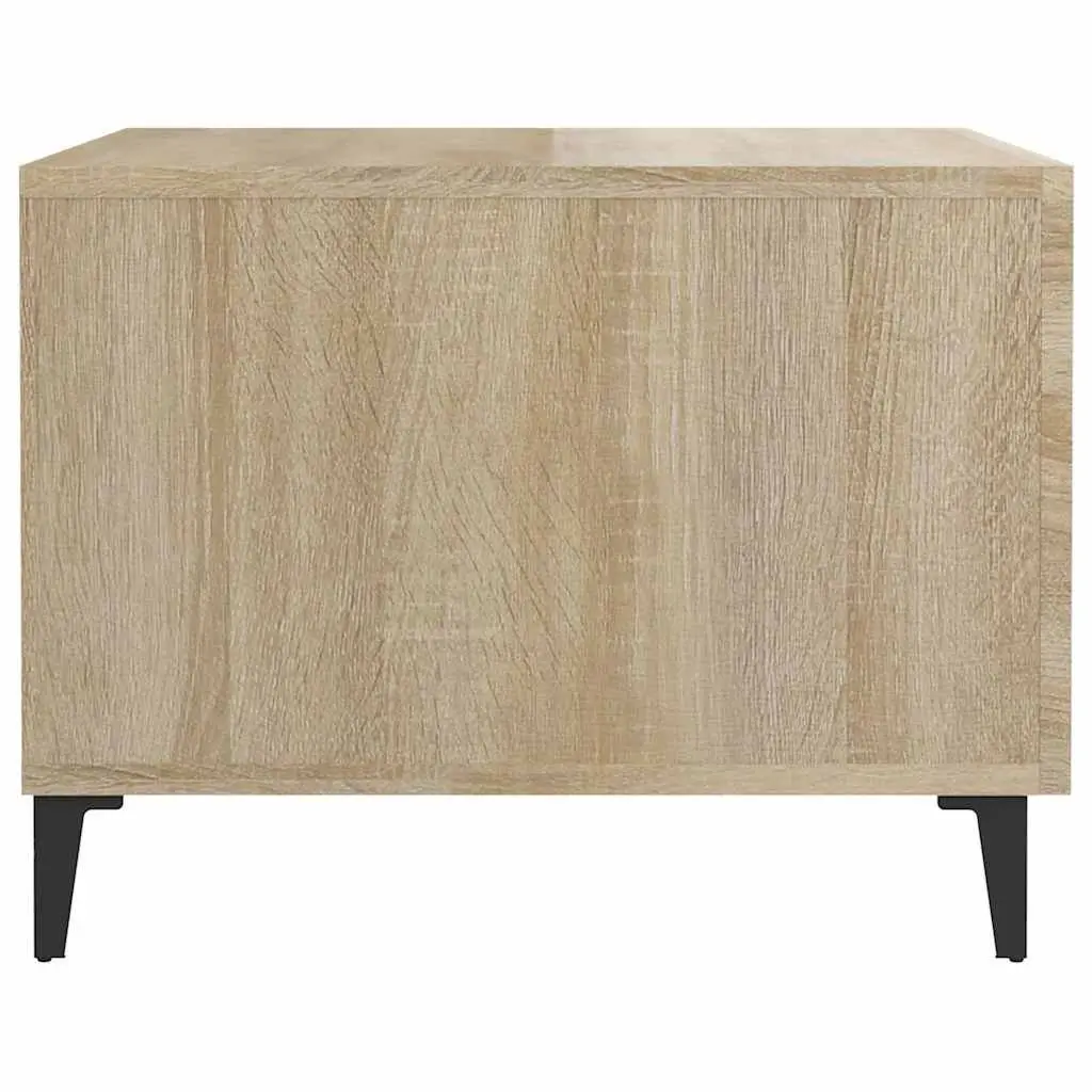 Coffee Table Engineered Wood 50x50x40cm Brown Set of 2 with Metal Legs Storage Drawer