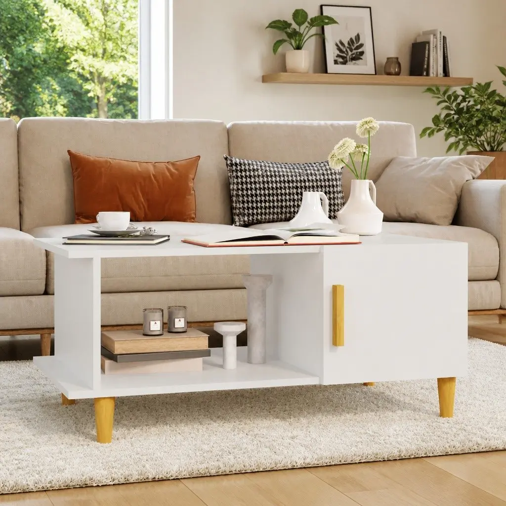 Engineered Wood Coffee Table with Storage Compartment