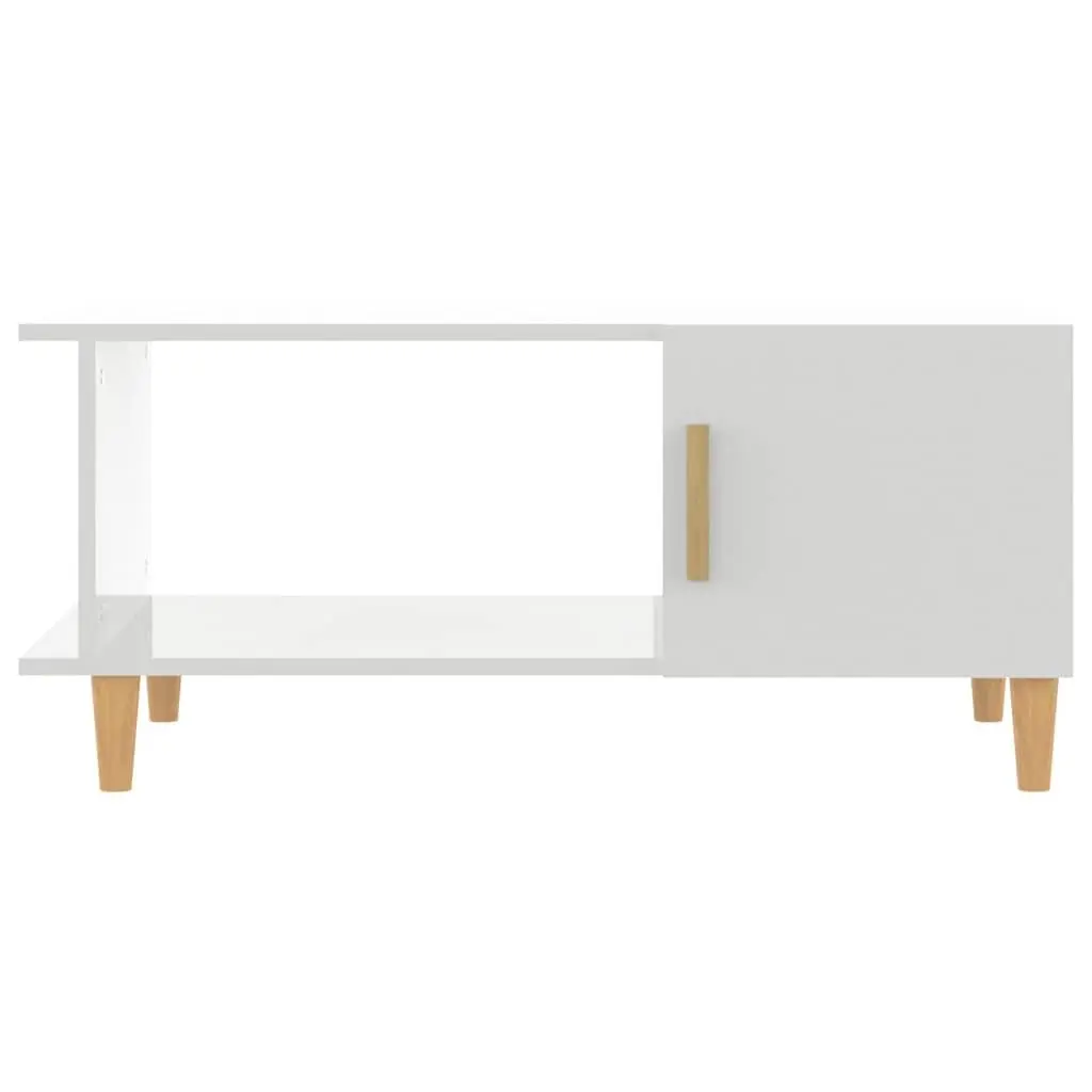 High Gloss White Coffee Table with Storage Compartment