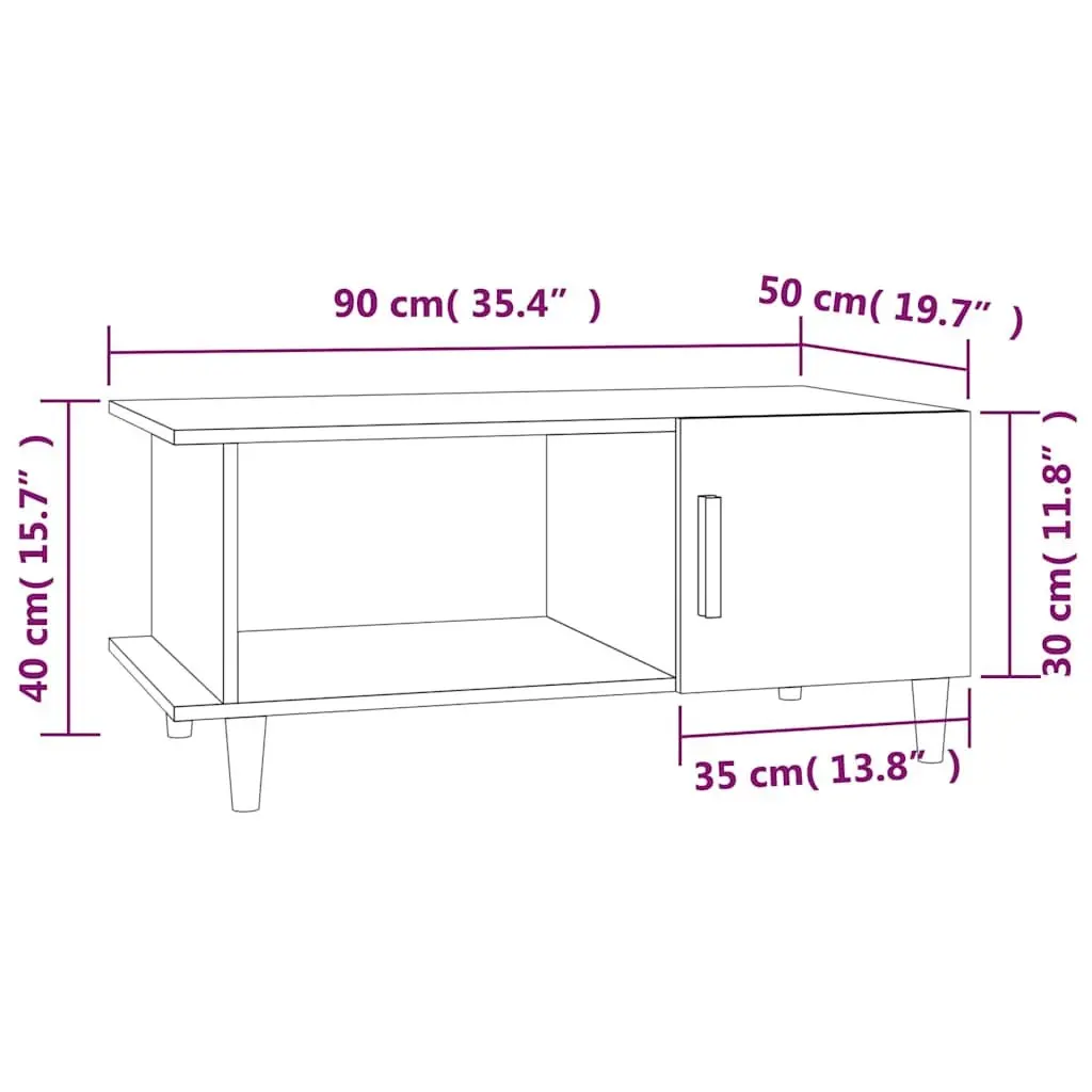 High Gloss White Coffee Table with Storage Compartment