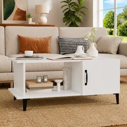 Stylish White Coffee Table 90x50x40 cm with Storage