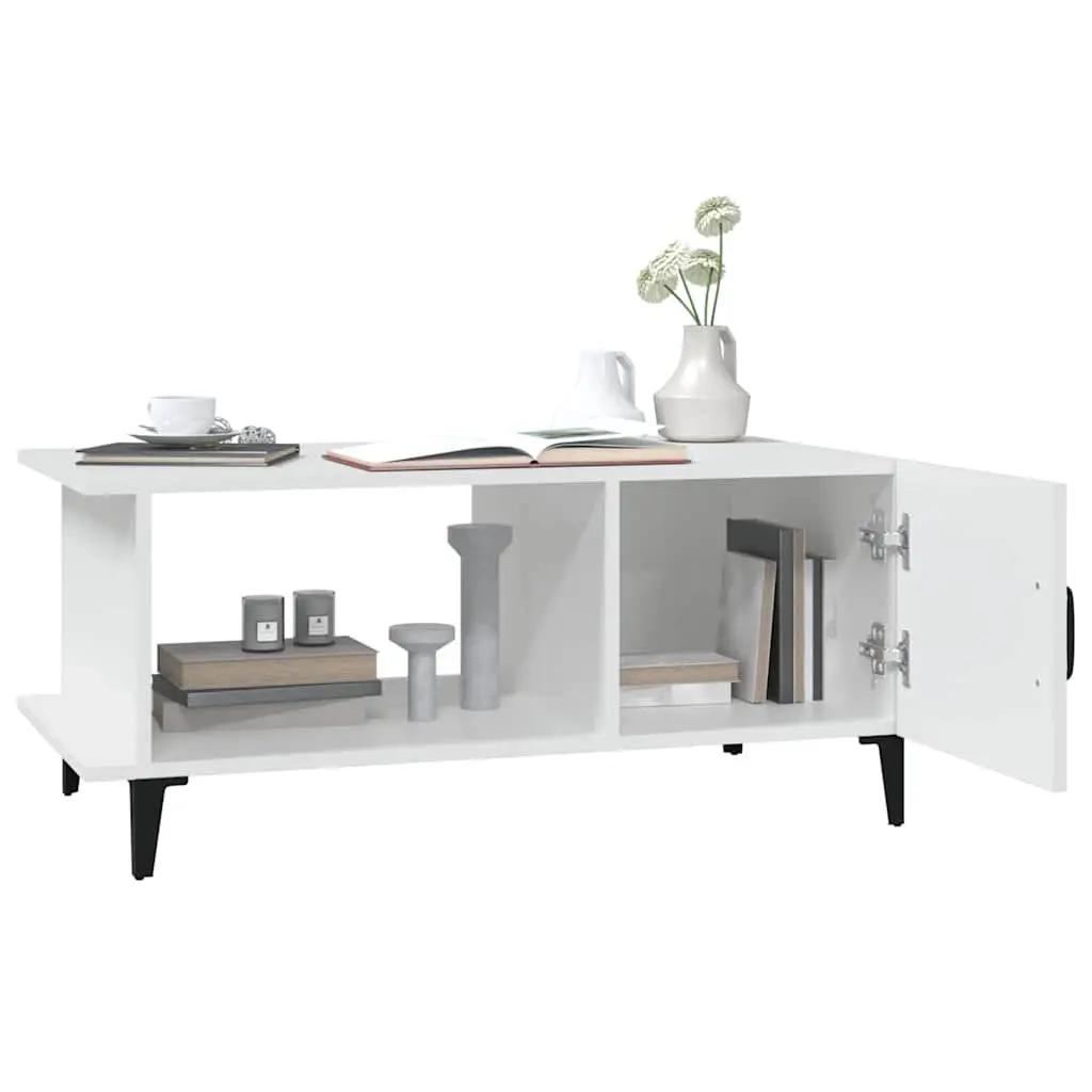 White Coffee Table 90x50x40 cm with Storage