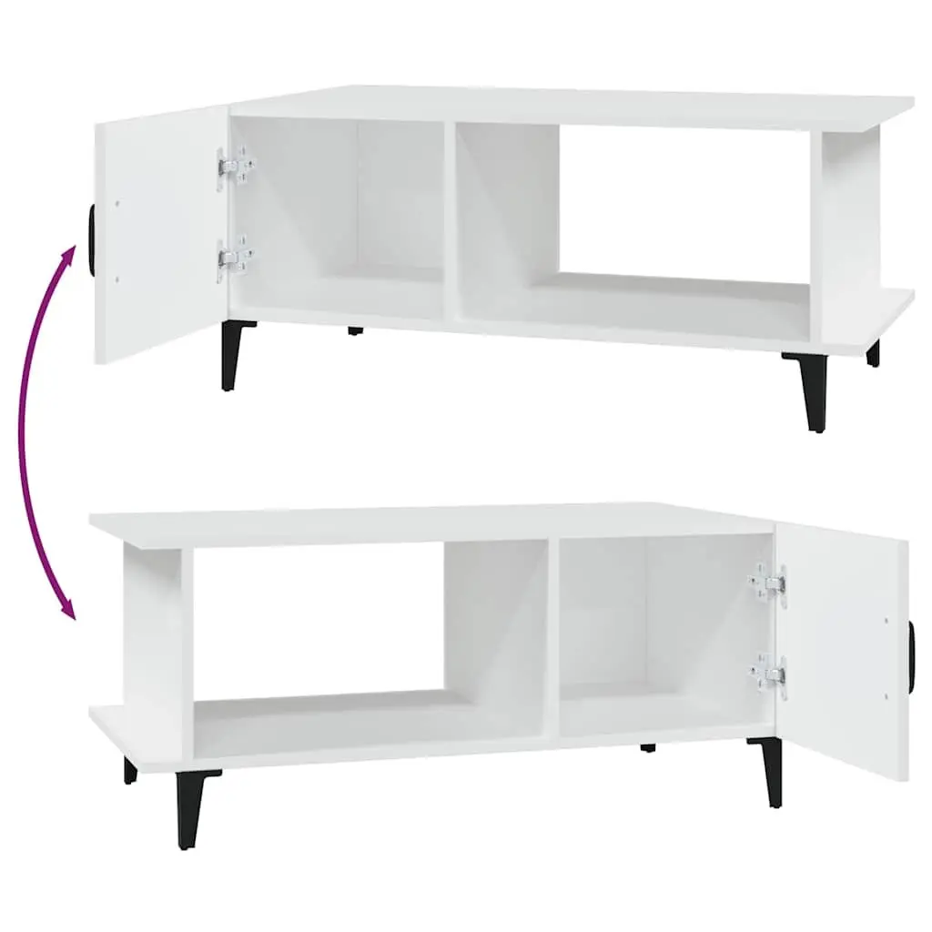 White Coffee Table 90x50x40 cm with Storage