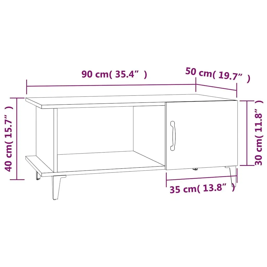 White Coffee Table 90x50x40 cm with Storage