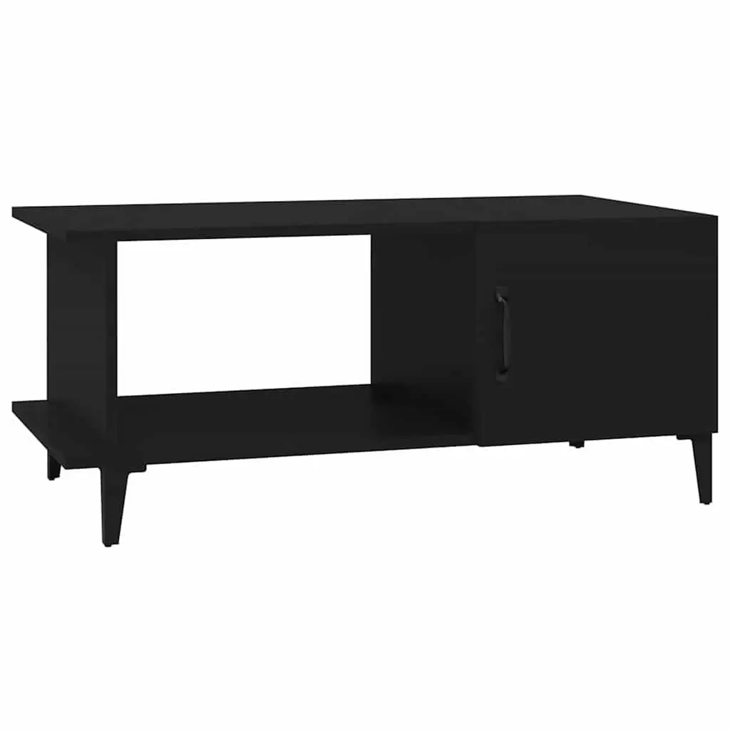 Black Coffee Table with Storage Compartment and Shelf
