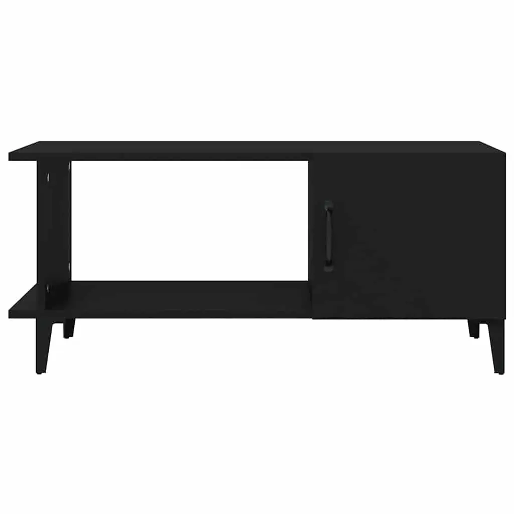 Black Coffee Table with Storage Compartment and Shelf