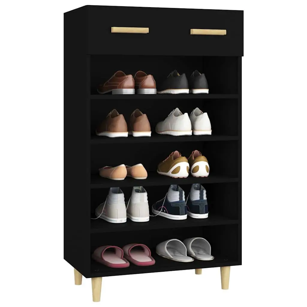 Black Shoe Cabinet with 5 Compartments