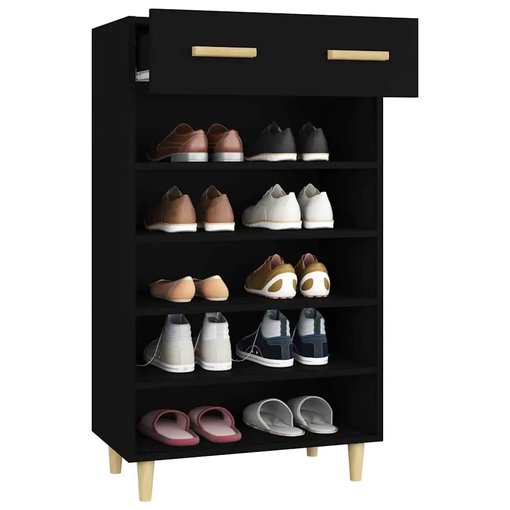 Black Shoe Cabinet with 5 Compartments