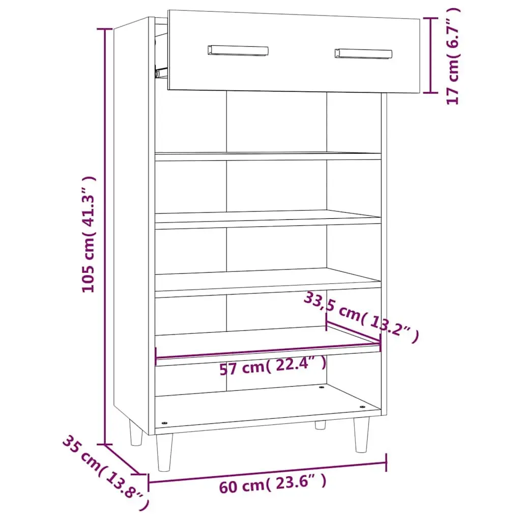 Black Shoe Cabinet with 5 Compartments
