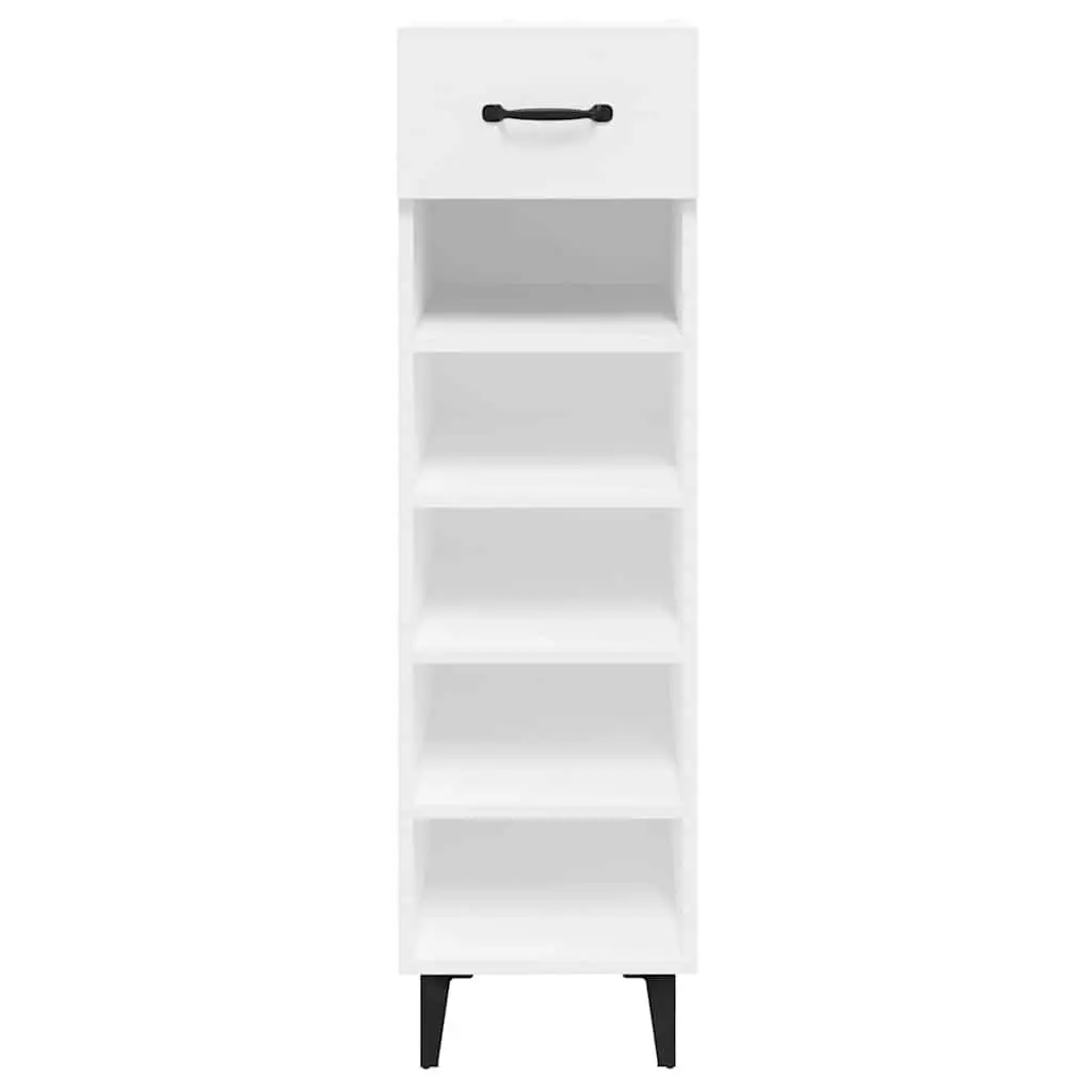 Shoe Cabinet Engineered Wood High Gloss White 30W x 35D x 105H cm