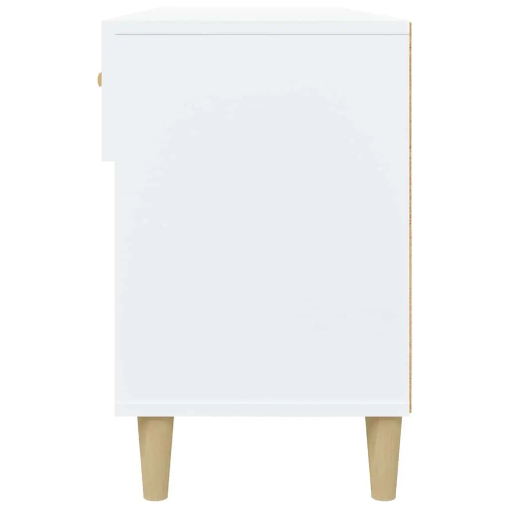 Shoe Cabinet Engineered Wood 102L x 35W x 55H cm White 2 Drawers 4 Compartments