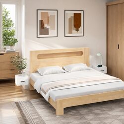 Set of 2 White Wall-Mounted Bedside Cabinets for Storage