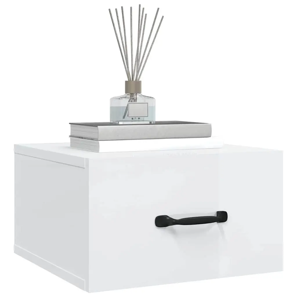 Wall-mounted Bedside Cabinets 2 pcs White Floating Night Stands Storage