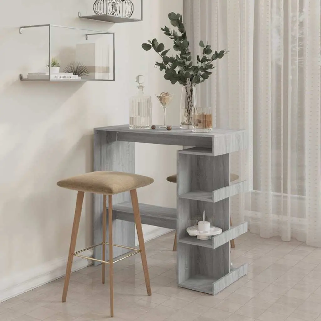 Grey Bar Table with Storage for Dining Areas