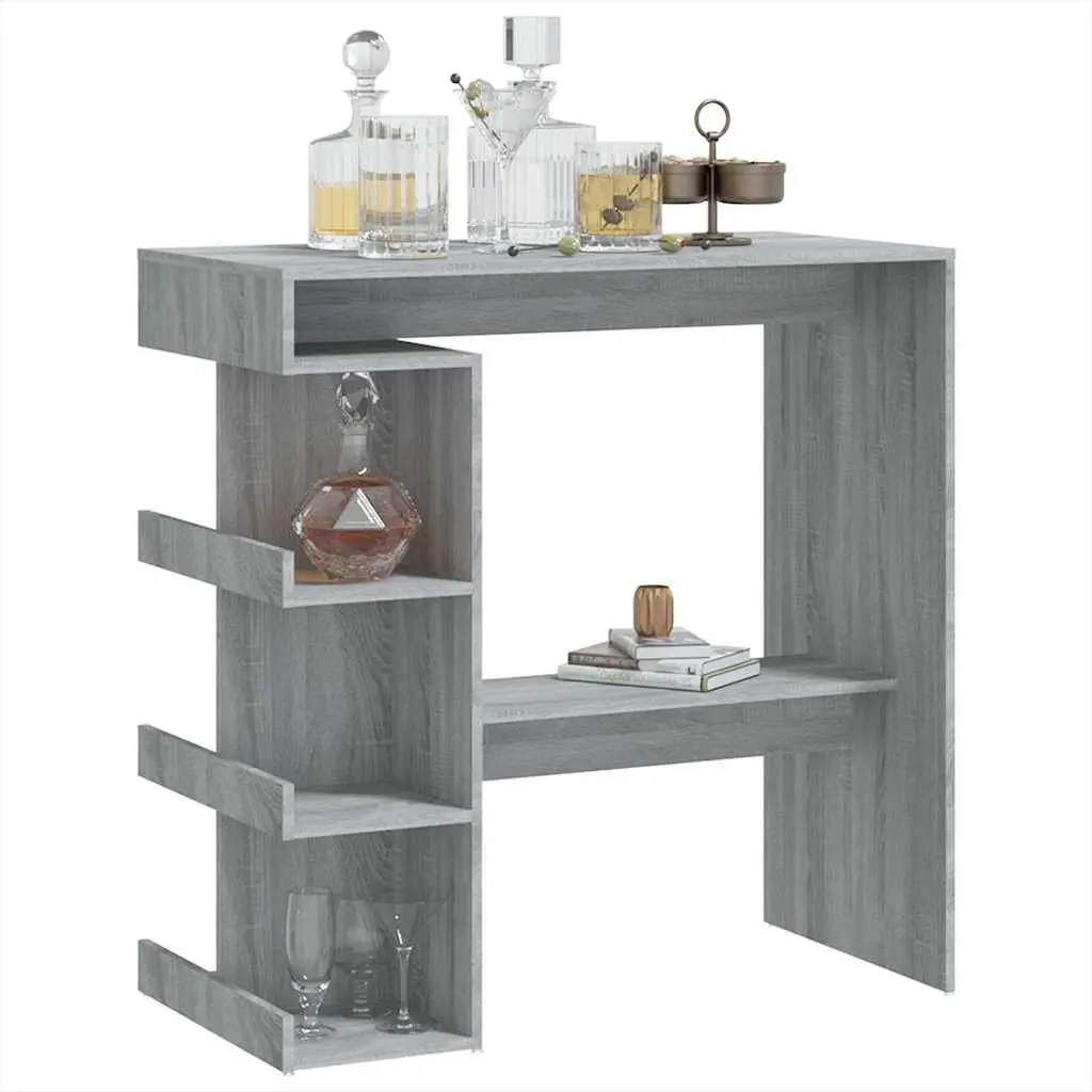 Grey Bar Table with Storage for Dining Areas