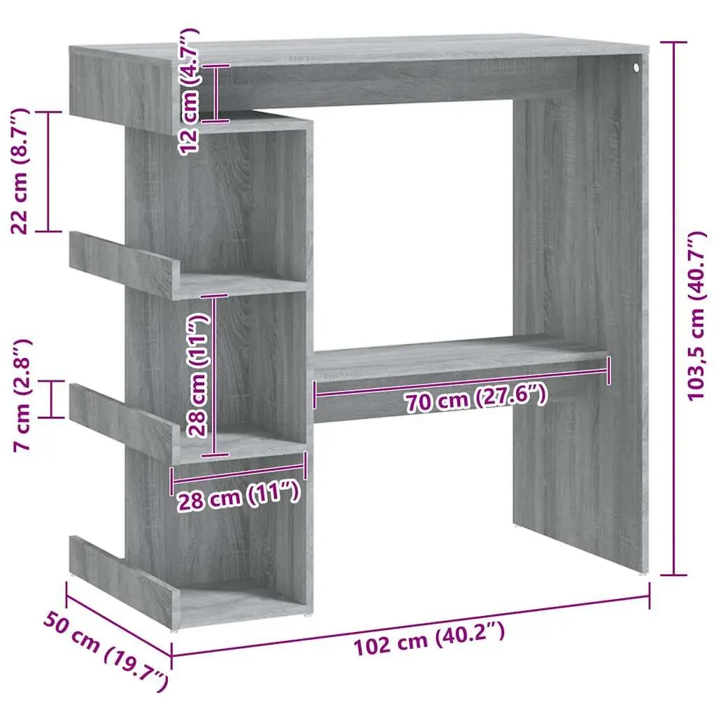Grey Bar Table with Storage for Dining Areas