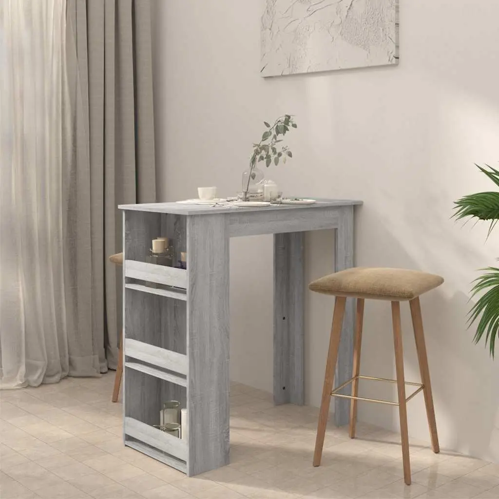 Bar Table with 3 Storage Racks in Grey Sonoma