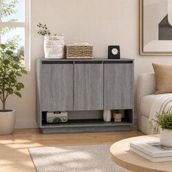 Sturdy Grey Sideboard Storage Cabinet 97x31x75cm