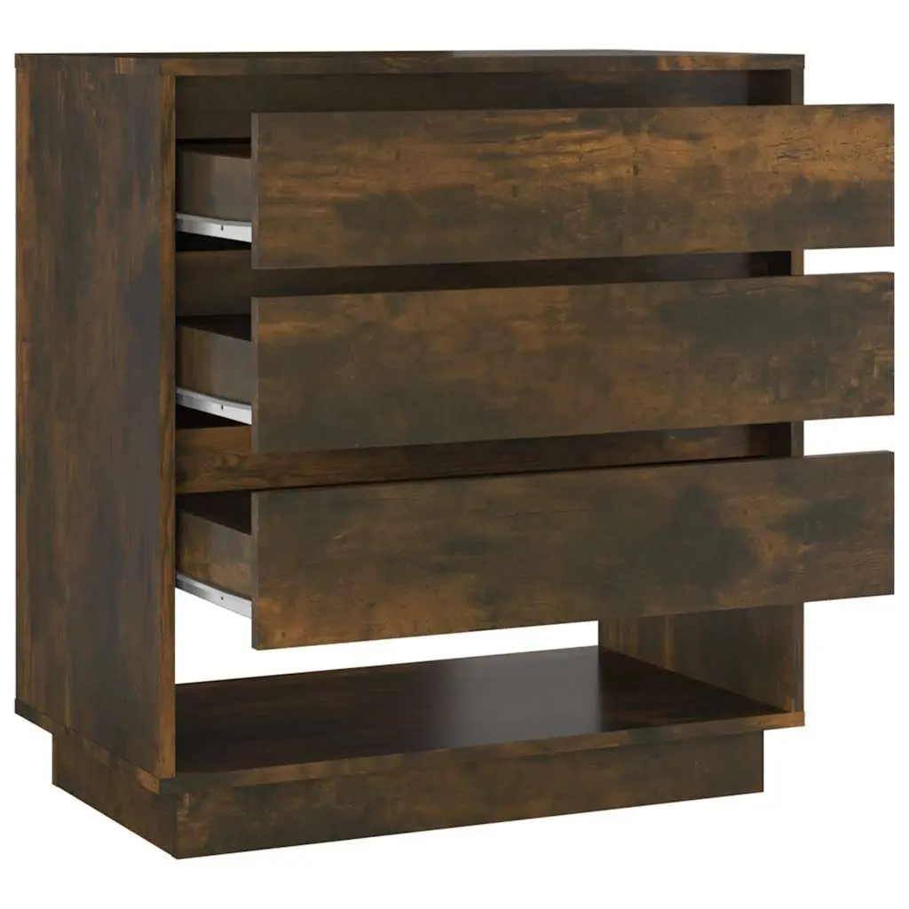 Brown Engineered Wood Sideboard with 3 Drawers