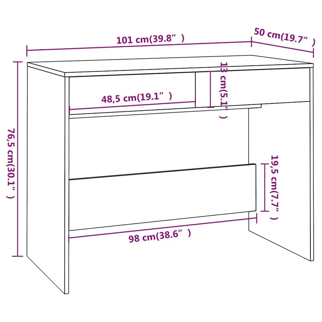 Grey Sonoma Office Desk with 2 Drawers