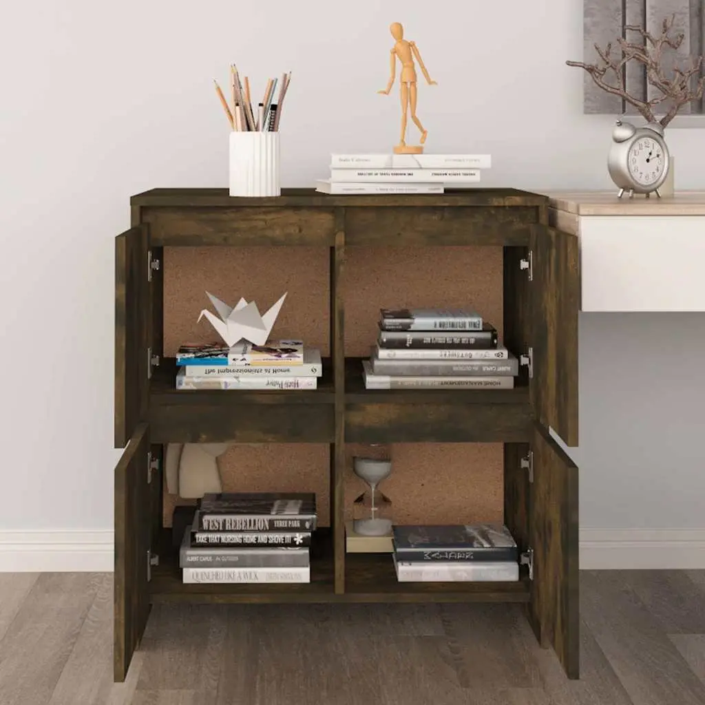Brown 4-Door Sideboard for Living Room Storage