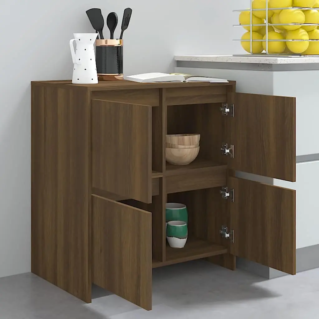 Brown Oak Sideboard with 4 Doors for Storage