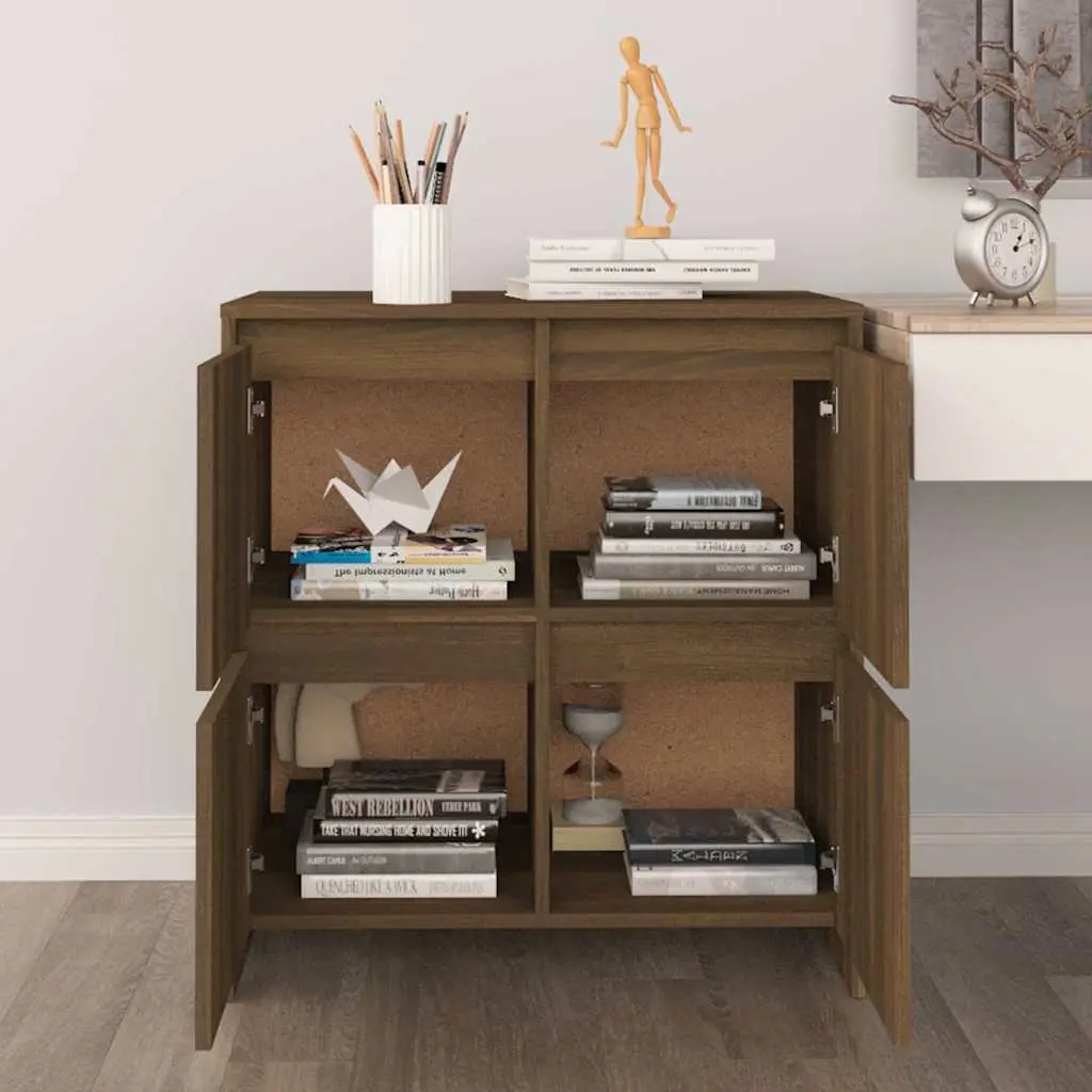 Brown Oak Sideboard with 4 Doors for Storage