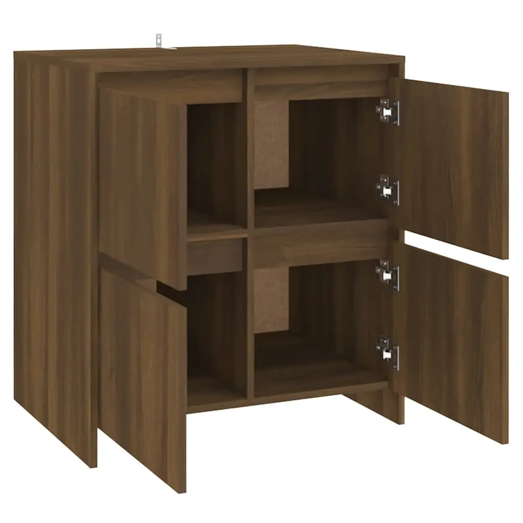 Brown Oak Sideboard with 4 Doors for Storage