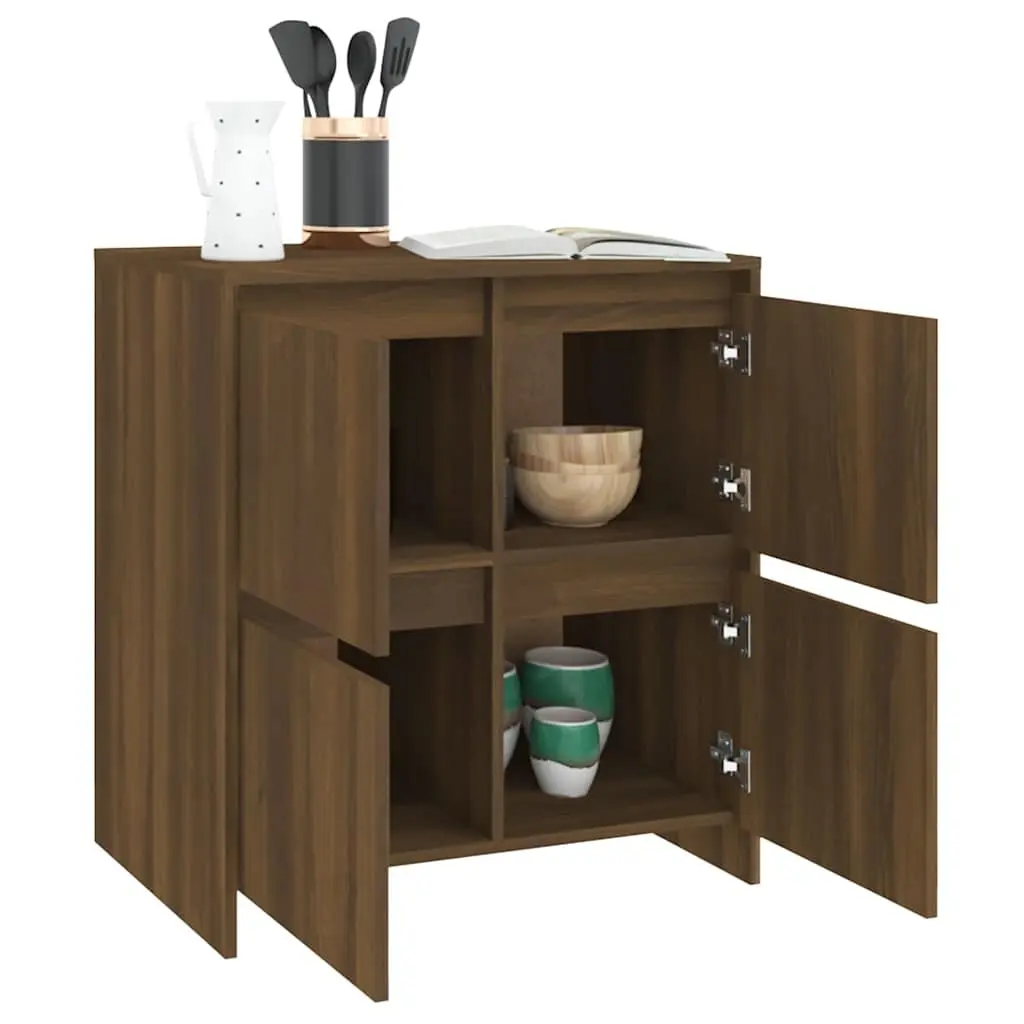 Brown Oak Sideboard with 4 Doors for Storage