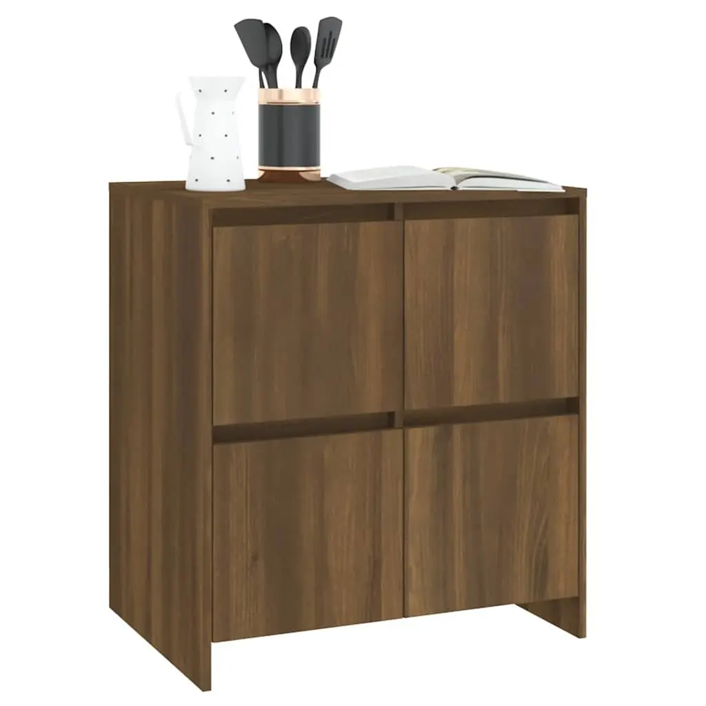 Brown Oak Sideboard with 4 Doors for Storage