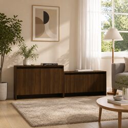 Brown Engineered Wood 146.5cm TV Cabinet with 4 Doors