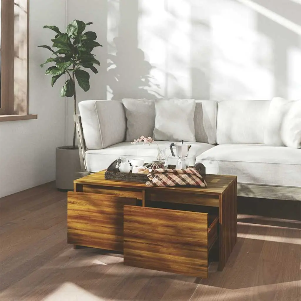Coffee Table Engineered Wood 90L x 50W x 41.5H cm Brown Oak