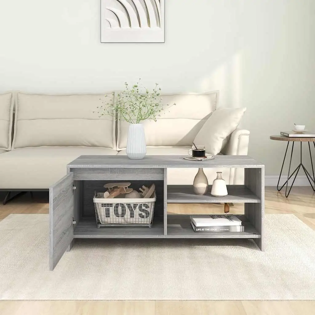 Coffee Table Grey Modern Living Room Accent Furniture Storage Shelves
