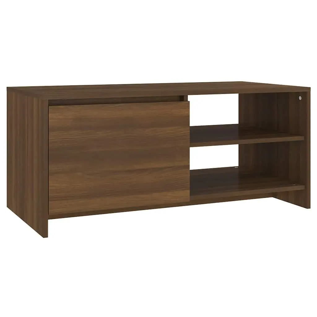 Coffee Table Brown Oak Modern Design Living Room Furniture with Storage Shelf