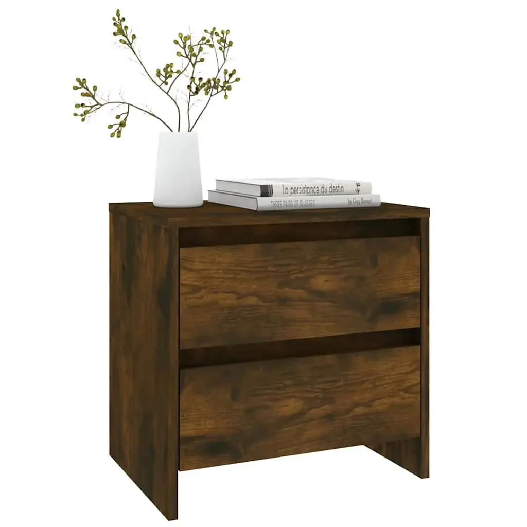 Bedside Cabinets Engineered Wood 45x34.5x44.5 cm Brown 2 Piece Nightstands Storage