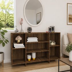 High-Quality Brown Oak Sideboard with 4 Shelves