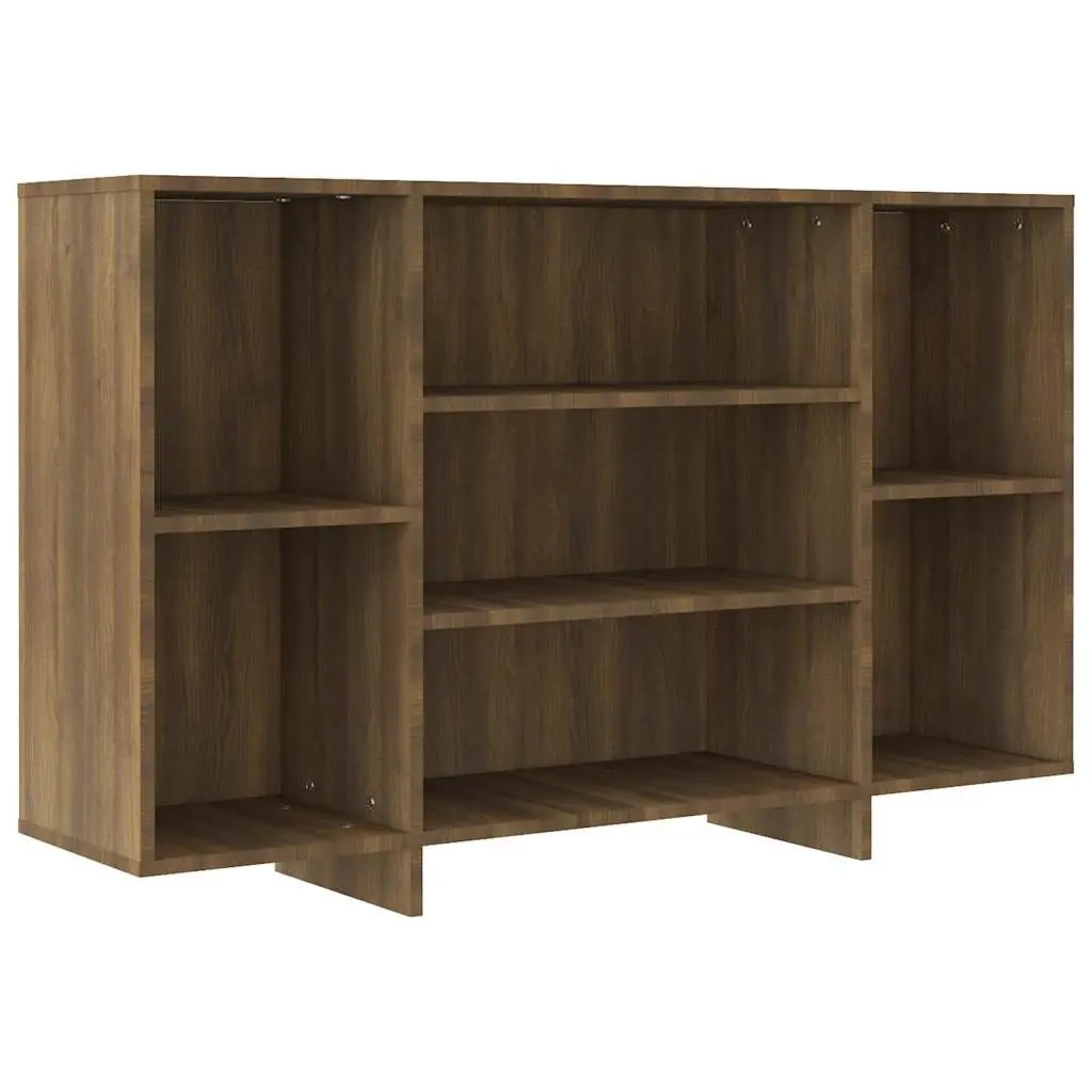 Brown Oak Sideboard with 4 Shelves