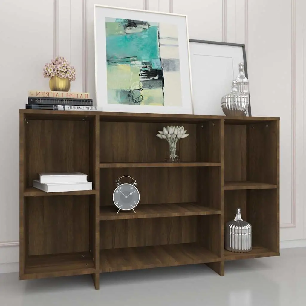 Brown Oak Sideboard with 4 Shelves